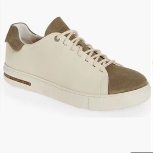 NEW BIRKENSTOCK BEND LOW SNEAKER CREAM LEATHER TAUPE SUEDE 40 EU / 9 US